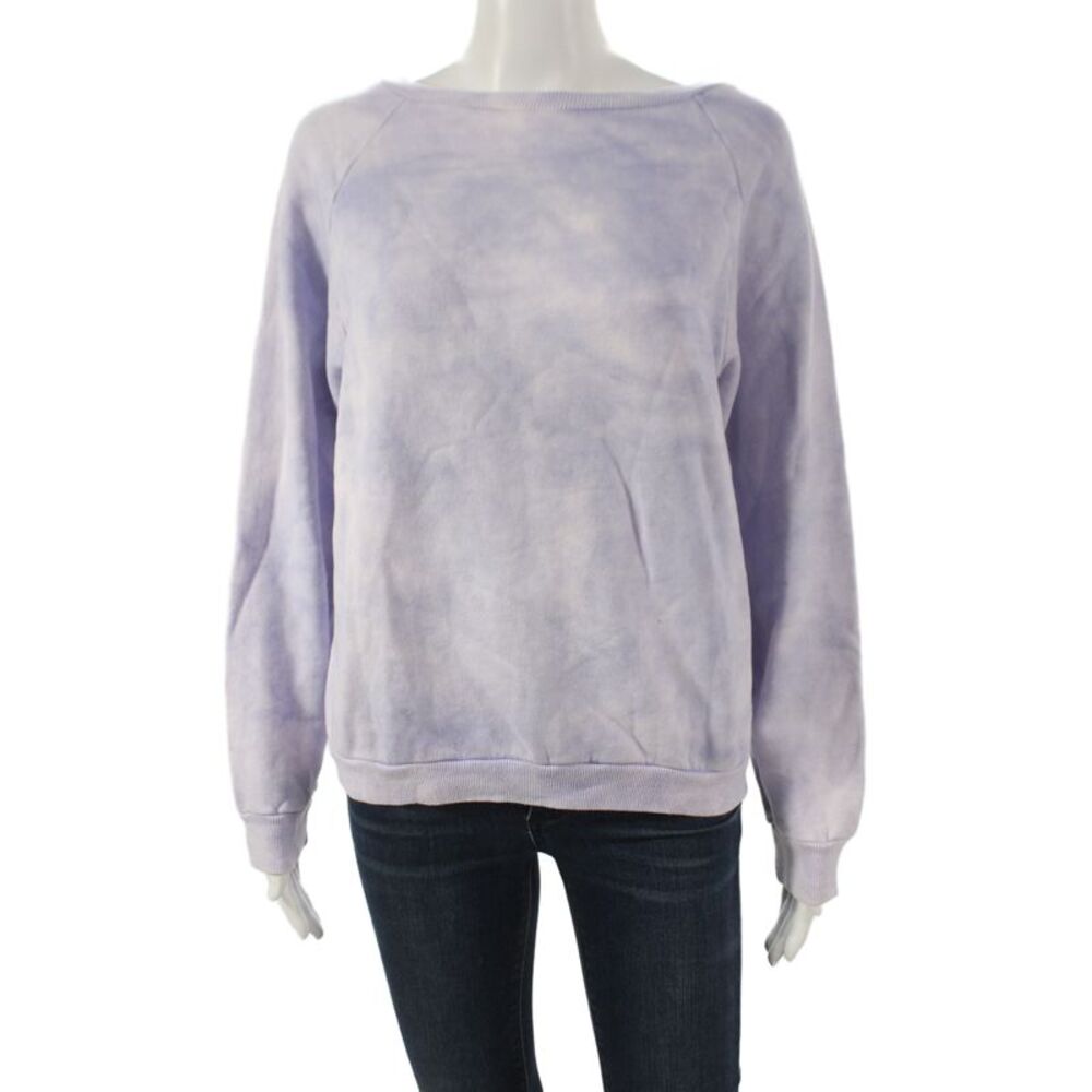 Nili Lotan Women Pullover Purple Cotton Long Sleeve Batik Size M